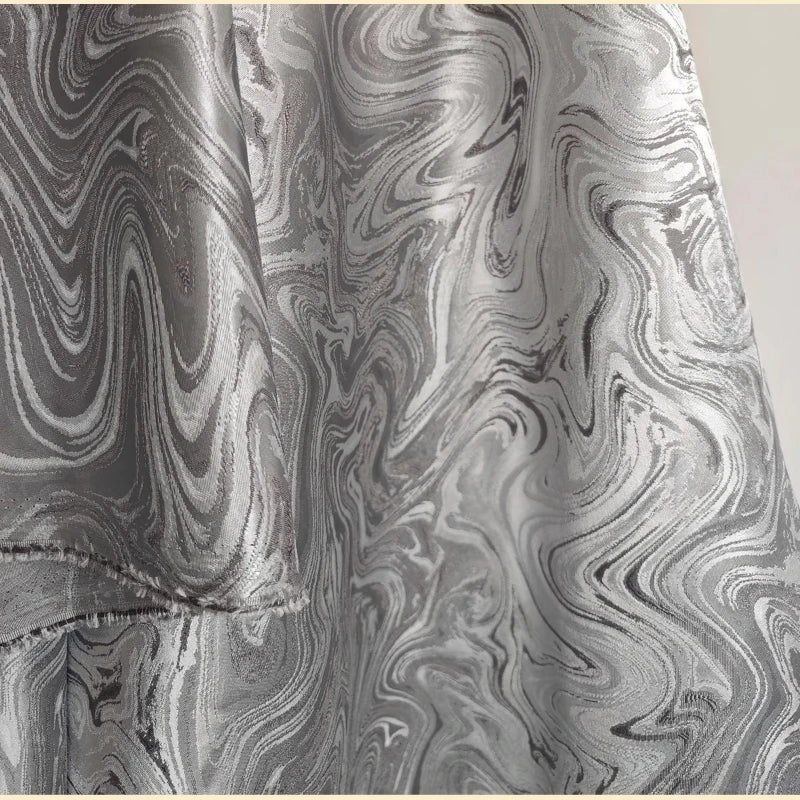 tissu polyester gris argenté marbré texture ondulée moderne élégant tissu brocart 150cm large
