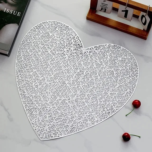 tapis table moderne élégants feuilles stylisées blanc doré respectueux environnement 4pcs