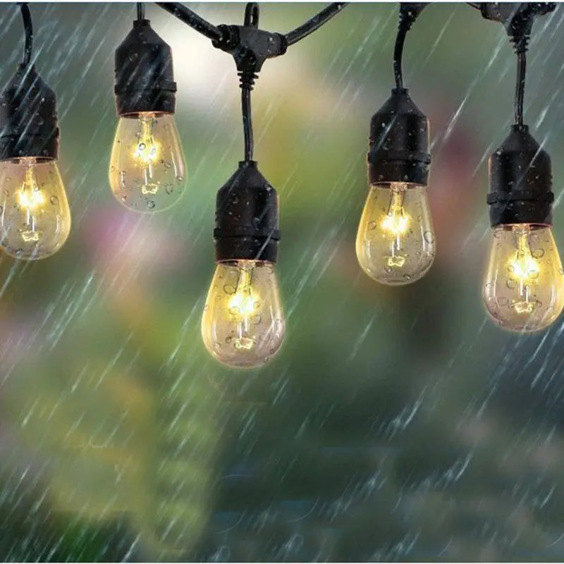 guirlande lumineuse 15m 15 ampoules led noir transparent vintage industrielle imperméable extérieure noël jardin