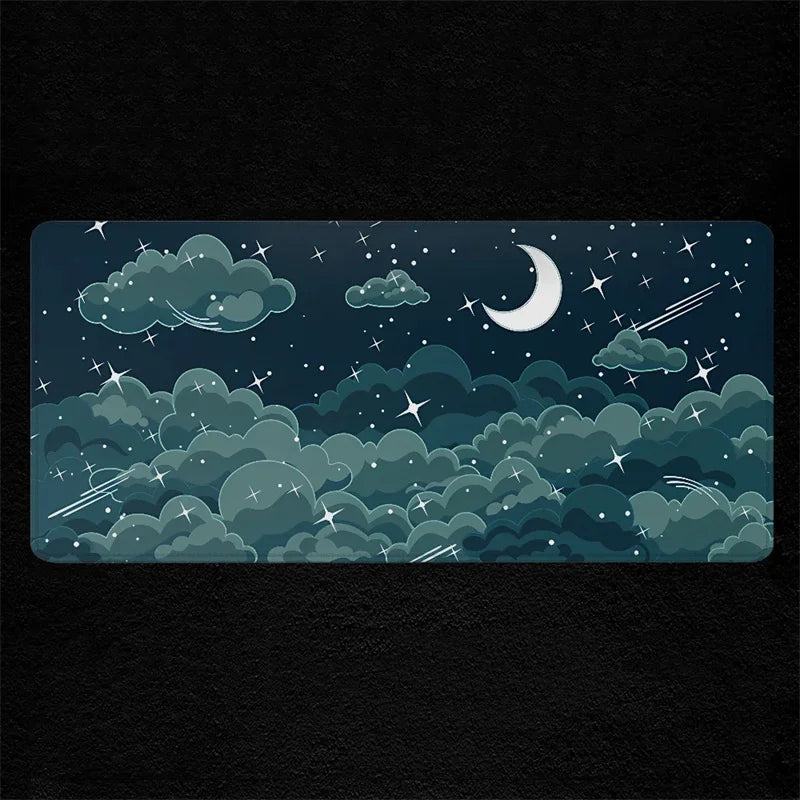 tapis souris anti dérapant violet nuages étoiles moderne adhésif 20x25cm 30x60cm