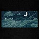 tapis souris anti dérapant violet nuages étoiles moderne adhésif 20x25cm 30x60cm