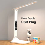 lampe table led blanc moderne minimaliste base pivotante affichage numerique bouton tactile usb charge