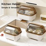 organisateur vaisselle moderne étui bleu clair rayures verticales assiettes tasses verres couverts drainage aération