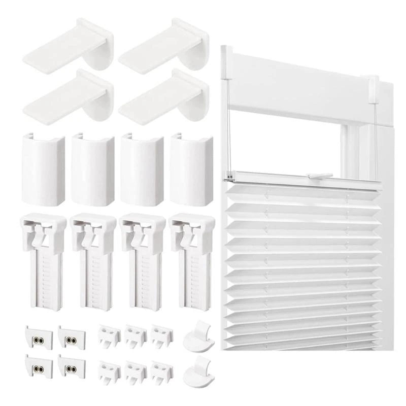 store lamelles blanc moderne rayures horizontales clips fixation poignée manœuvre