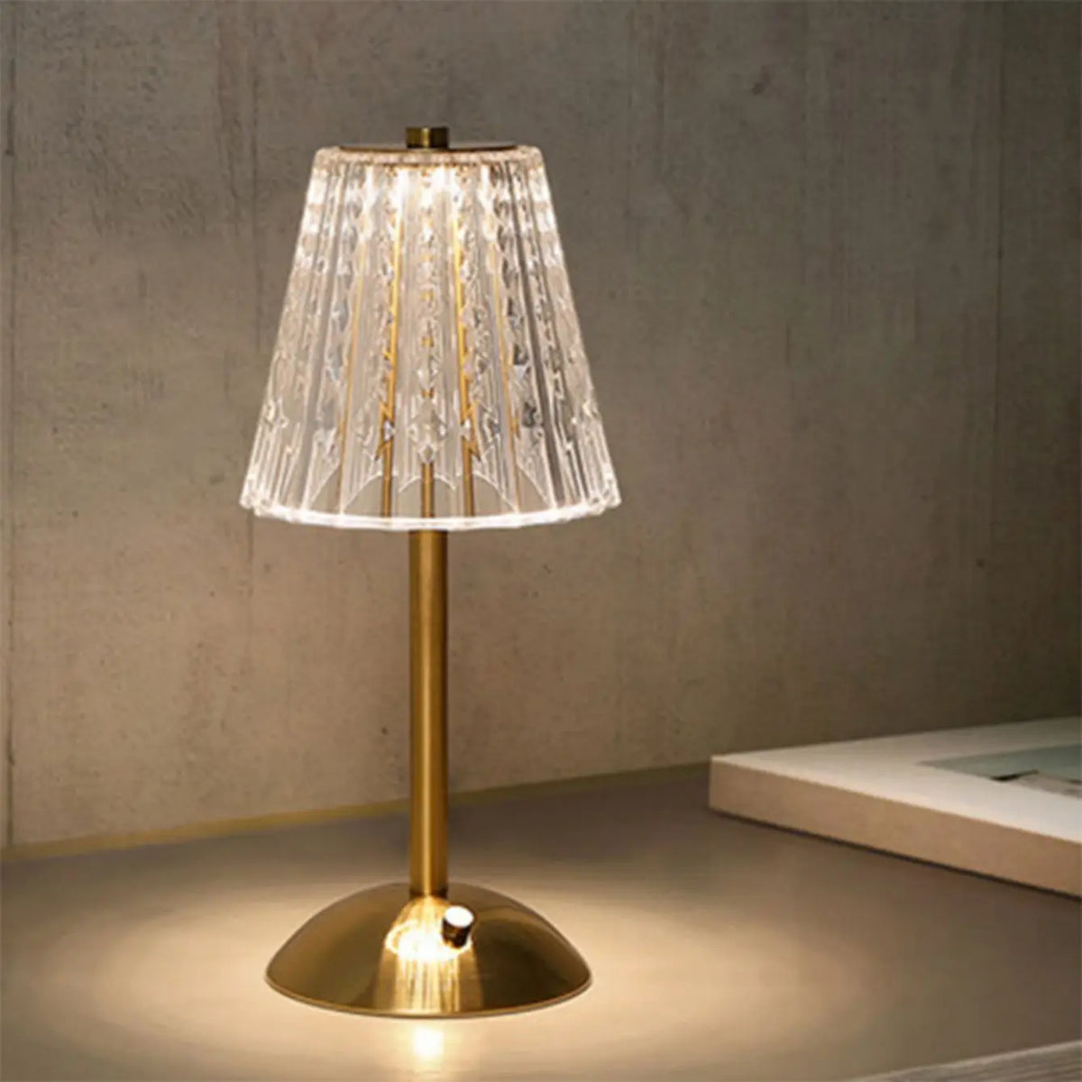 lampe table moderne or transparent cristal rechargeable led chambre coucher(toucher interrupteur)