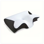 coussin ergonomique gris blanc mousse mémoire forme polyester respirant contouré couverture amovible lavable