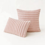 coussins rectangulaires pelucheux rayures horizontales vert pastel rose clair doux confortables adhésifs zippables adultes