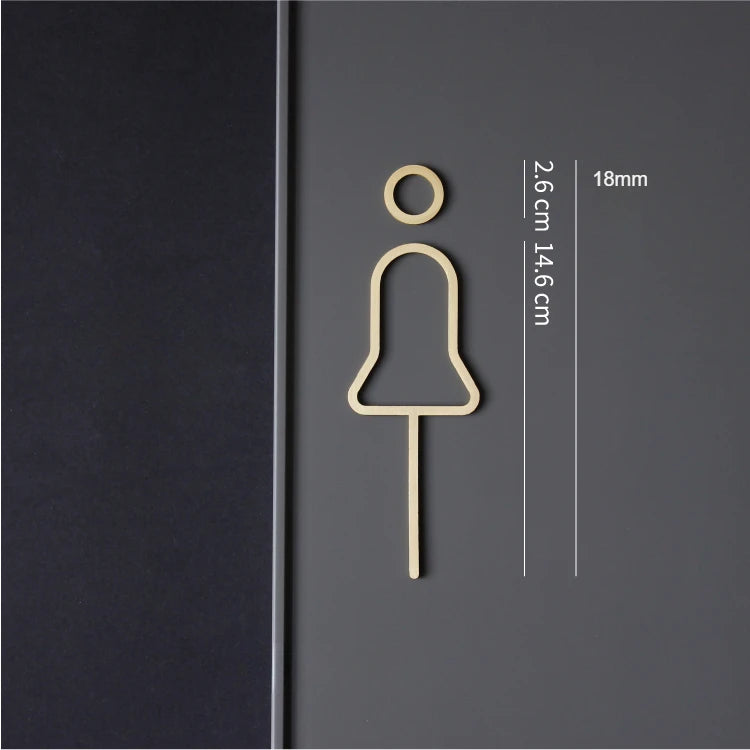 symboles toilettes or minimaliste maison decoration entrée wc handicapé decoration métal rond fixations invisible