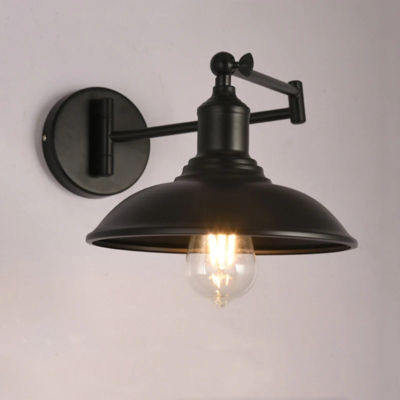 lampe murale industrielle bras pliant noir éclairage chambre coucher étude salon économique