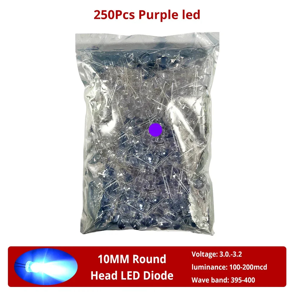 Diodes led bleu vert rouge jaune blanc rose violet orange 10mm ultra lumineuses modernes