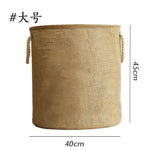 panier toile jute pliable imperméable poignées rustique beige blanc(franges)