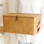 boîtes rangement seagrass naturel tissage paille rustique artisanal cordon boucle