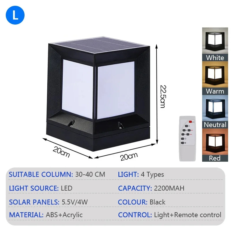lampe solaire led moderne ip65 étanche télécommande noir blanc abs