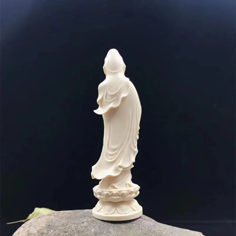 statue guanyin bodhisattva résine blanche feng shui décoration intérieure lotus 12cm haute qualité chambre