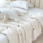 couette coton blanc motif fleurs roses été légère oreiller coussin accessoires