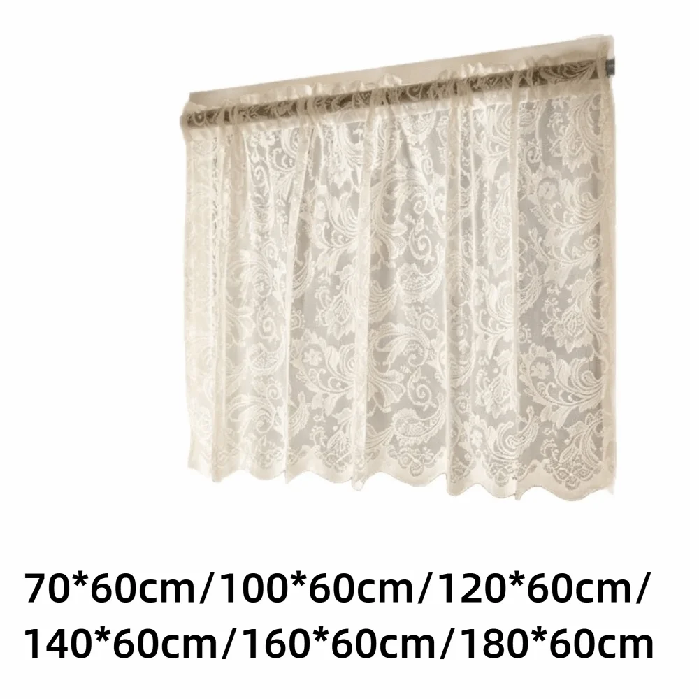 rideau dentelle beige clair classique transparent crochet 70x60cm 100x60cm chambre cuisine bureauhôtel