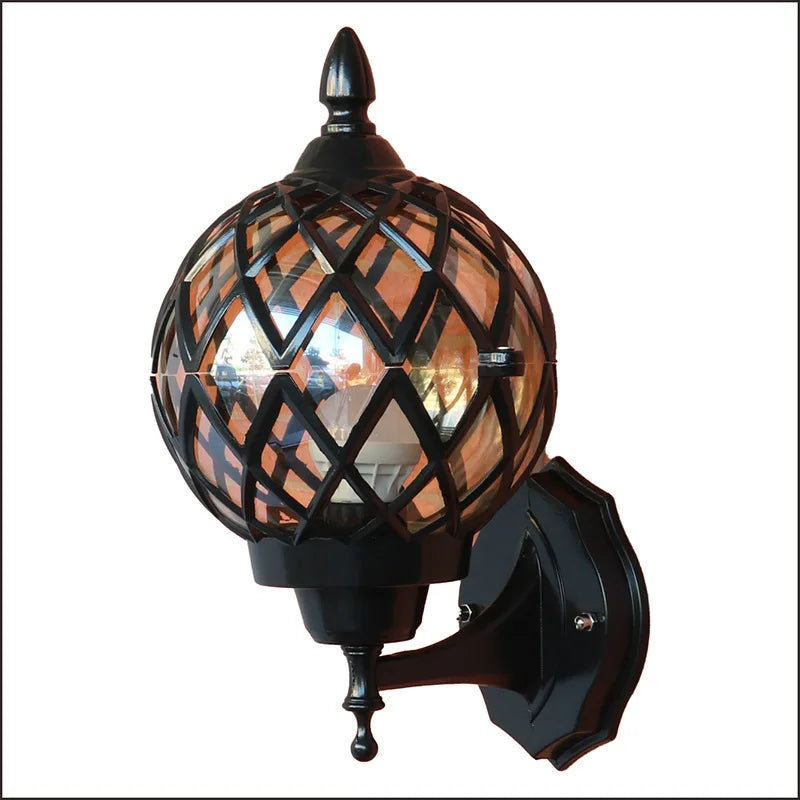 lampe murale classique noir doré grille géométrique salle manger chambre entrée étude