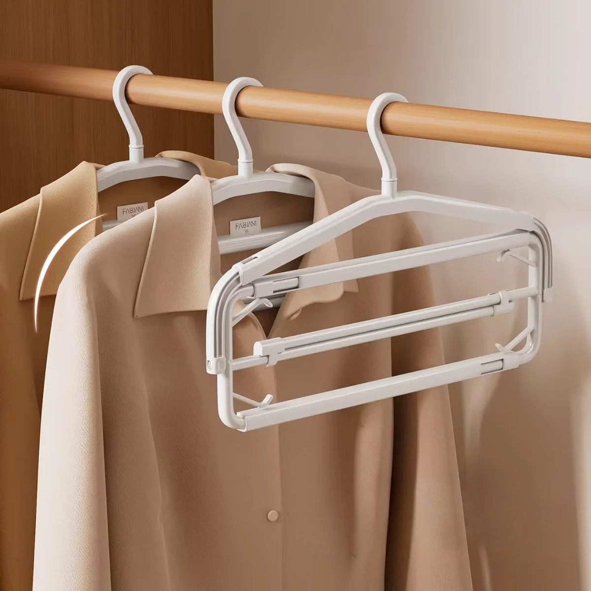 porte manteaux télescopiques blanc moderne minimaliste pinces intégrées accroche tringle 62cm multiple composants sans