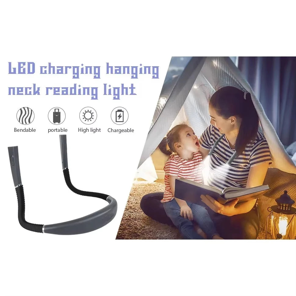 lampe lecture cou rechargeable led gris ajustable modes luminosité camping tricot