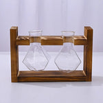 support plante bois vases verre transparent modernes plantes vertes decoration hydroponique minimaliste
