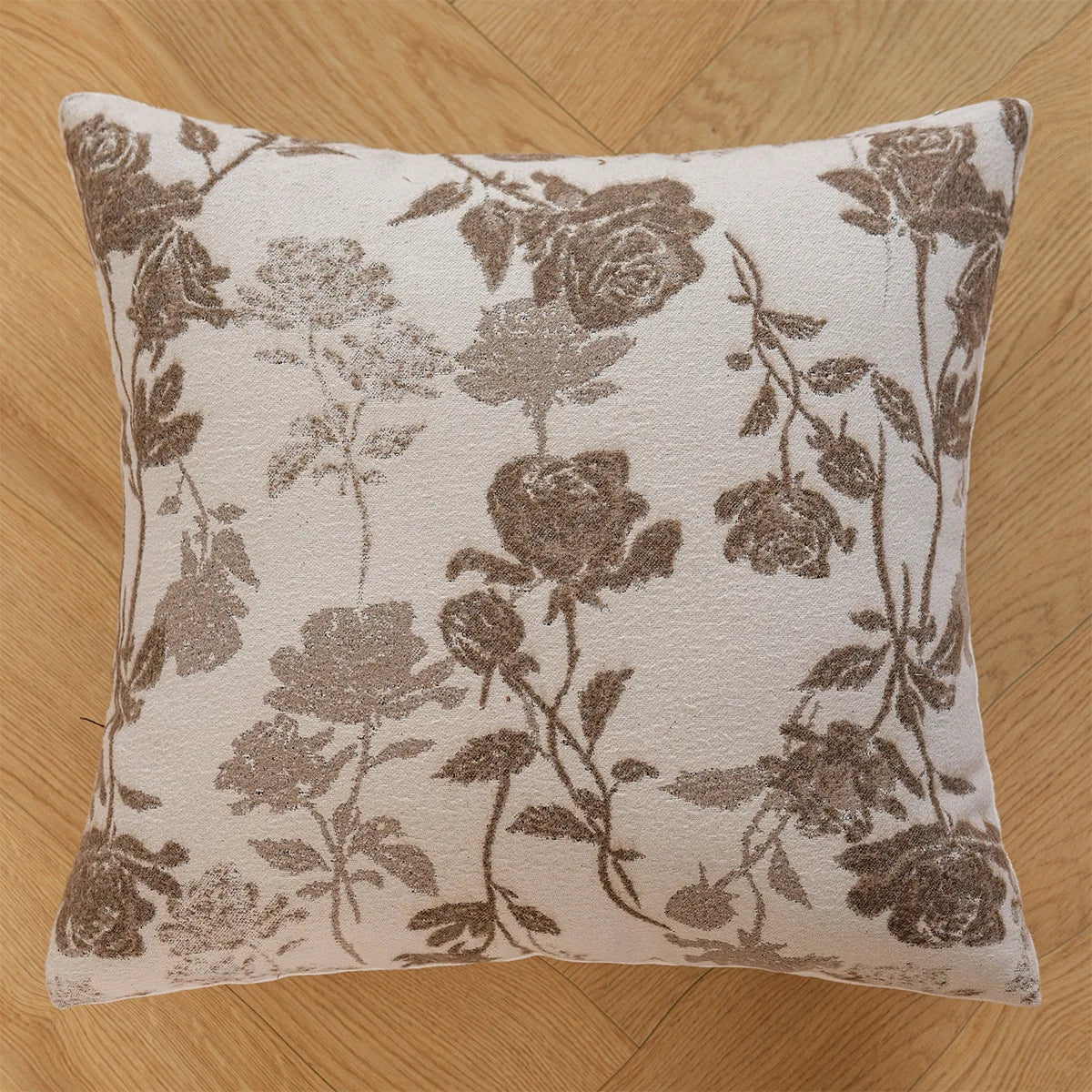 coussin housse jacquard fleur beige marron moderne adhésif tassel voiture decoration 35x90cm 45x45cm polyester.velours