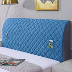protège tête lit quadrillé adhésif moderne bleu clair gris beige poche tournesol 120 150
