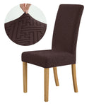 housse chaise moderne motif géométrique gris polyester anti poussière élastique banquet mariage salle manger