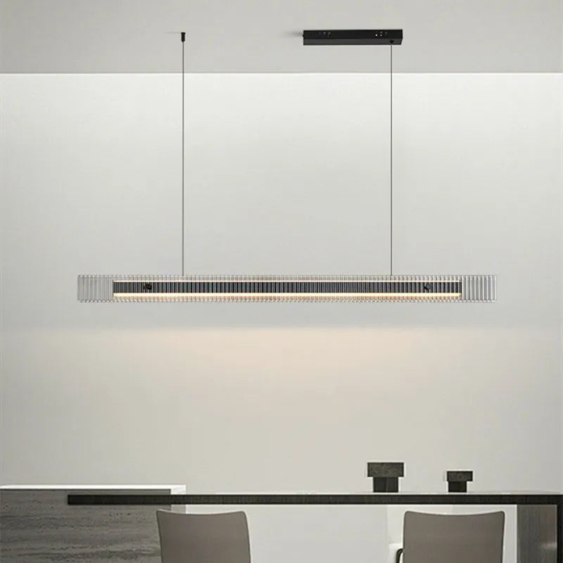 lampe suspendue moderne noir doré rayures horizontales câble électrique salon chambre restaurant cuisine