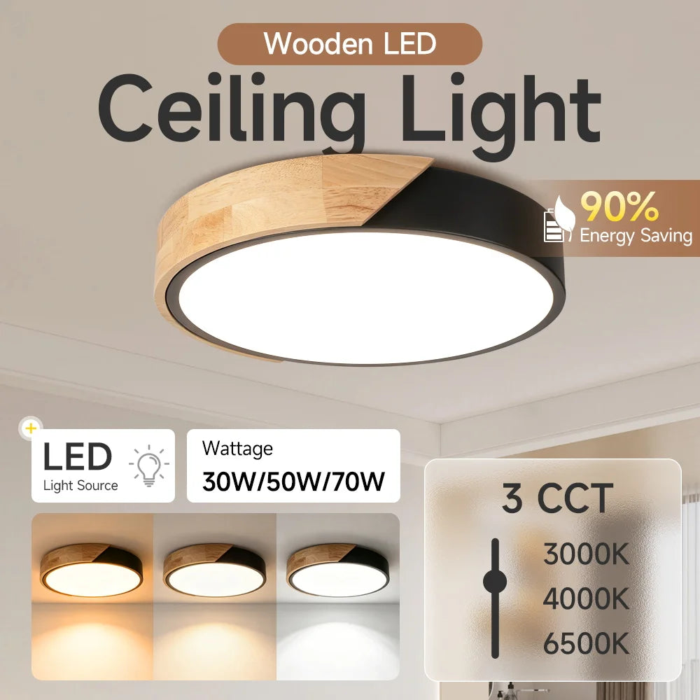 Lampe LED bois moderne télécommande éclairage variable surface opaque minimaliste