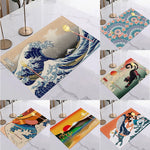 tapis table lin moderne motifs artistiques beige bleu orange noir jaune respectueux environnement 30x40cm