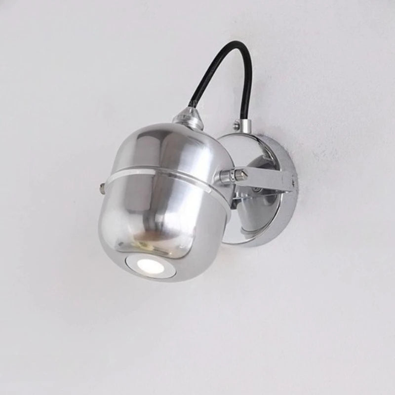 lampe murale moderne argentée led fixée mur vis câble rouge noir lumière chaude