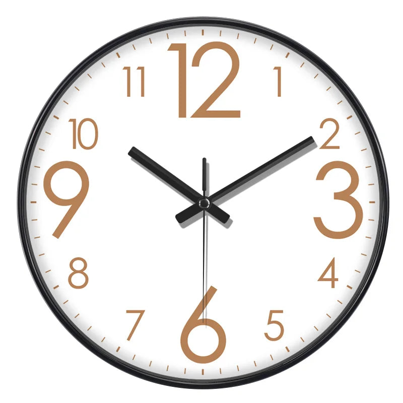 horloge murale quartz aiguille noir blanc simple facile lecture minimaliste sans tic tac moderne