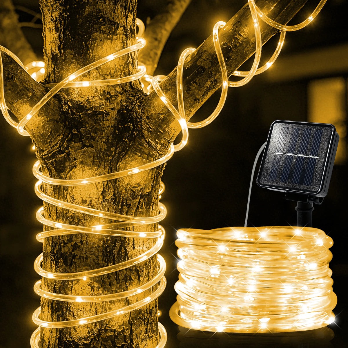 guirlande lumineuse solaire extérieure étanche led jardin terrasse décoration Noël arbre pelouse moderne transparente