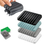 support savon adhésif moderne gris vert blanc rayures horizontales salle bain cuisine
