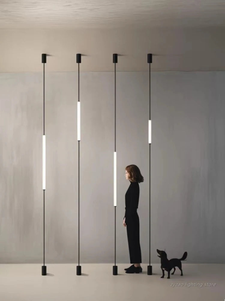 lampe sol moderne led blanc noir minimaliste pied stable câble alimentationflux lumineux élevé