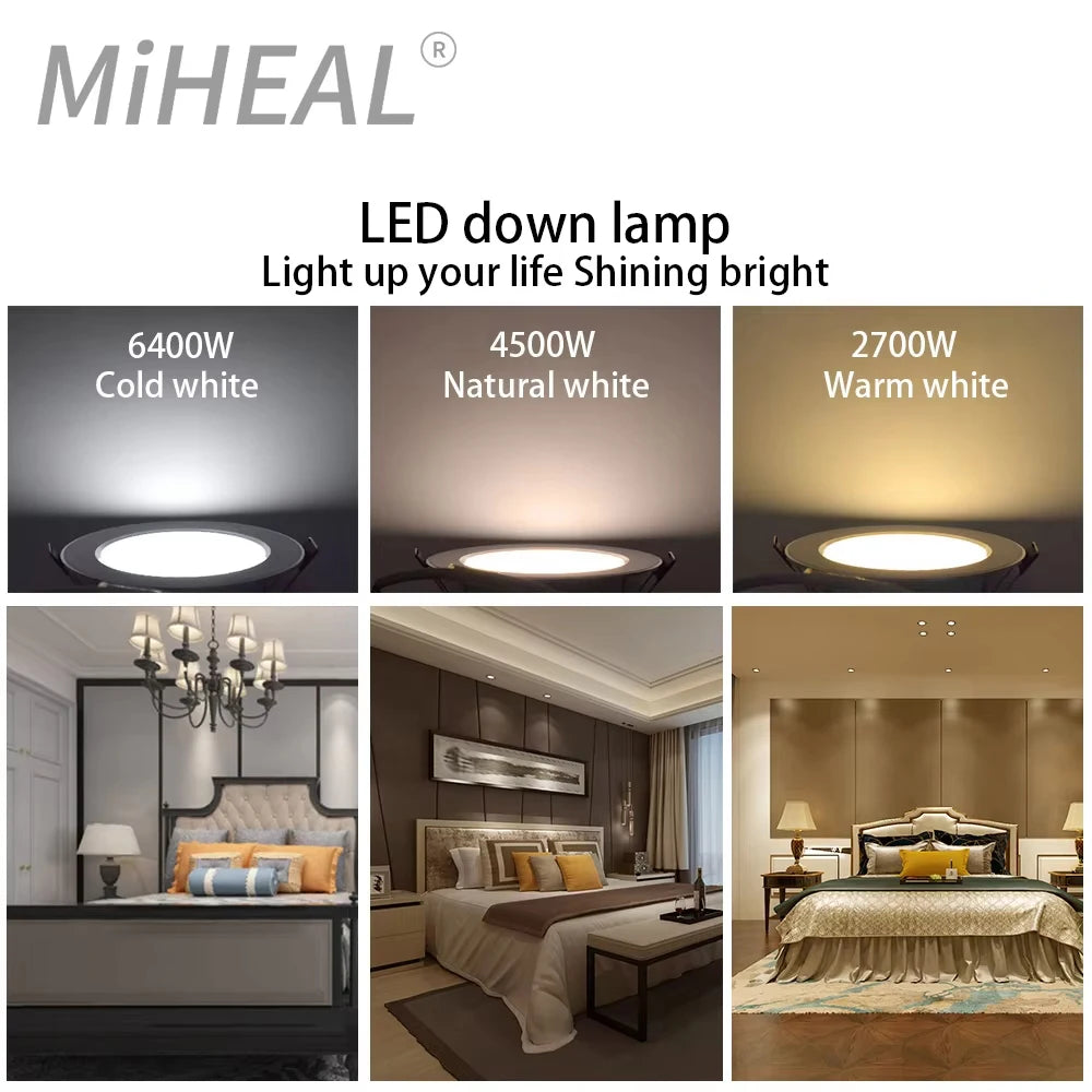 Spot LED moderne 9W 12W 15W blanc clips fixation autoinstallé ABSCOEF