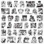 sticker manga personnages noir blanc jojo bizarre adventure josuke kujo jotaro continue logo
