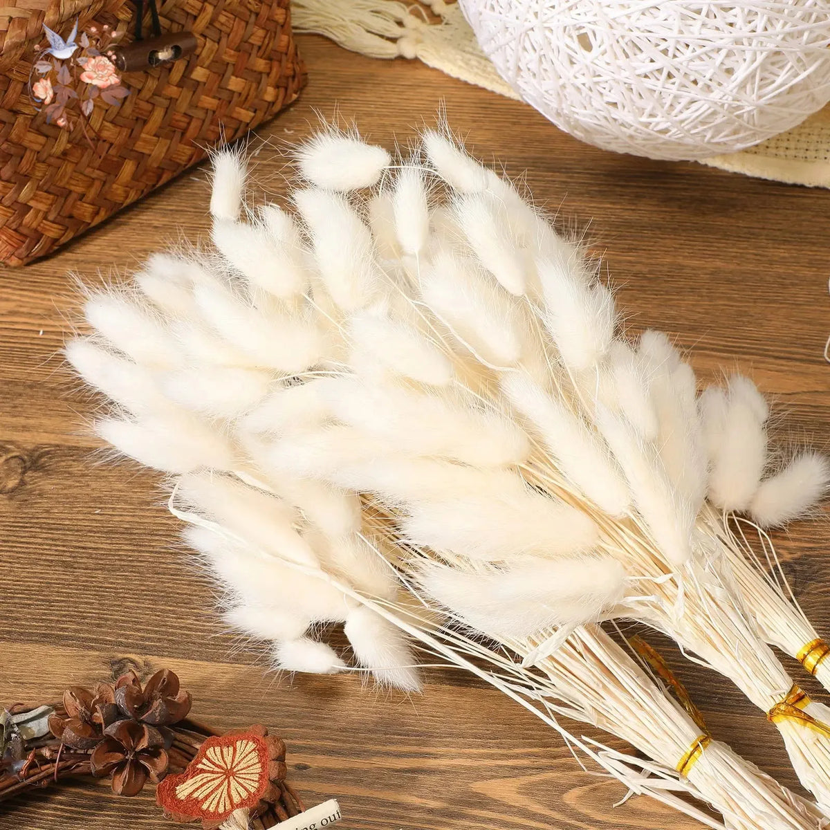 bouquet fleurs séchées herbe rabbit tail décoration maison mariage anniversaire boho naturelle rustique