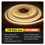 ruban led cob blanc 3mm 5mm 12v 24v lisse moderne connecteurs 5mètres rouleau
