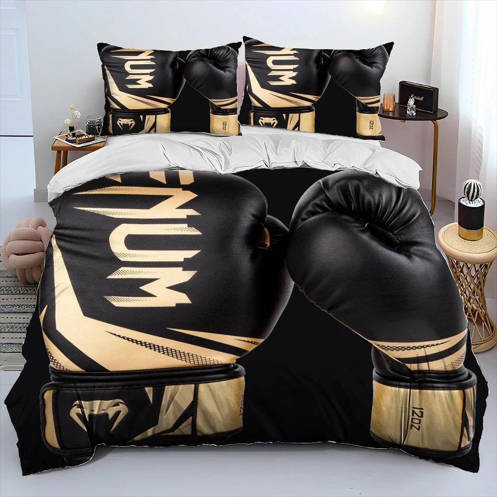 Housse de couette homme boxe 3D microfibre - design gants de boxe