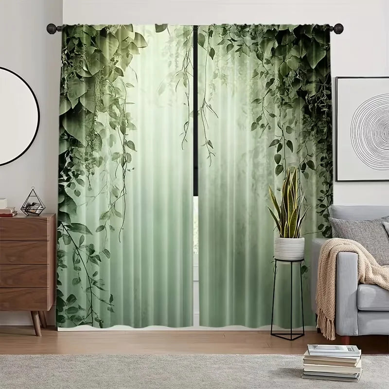 rideau vert feuilles moderne opacité 24x59 30x65 41x91 51x83 chambre salon