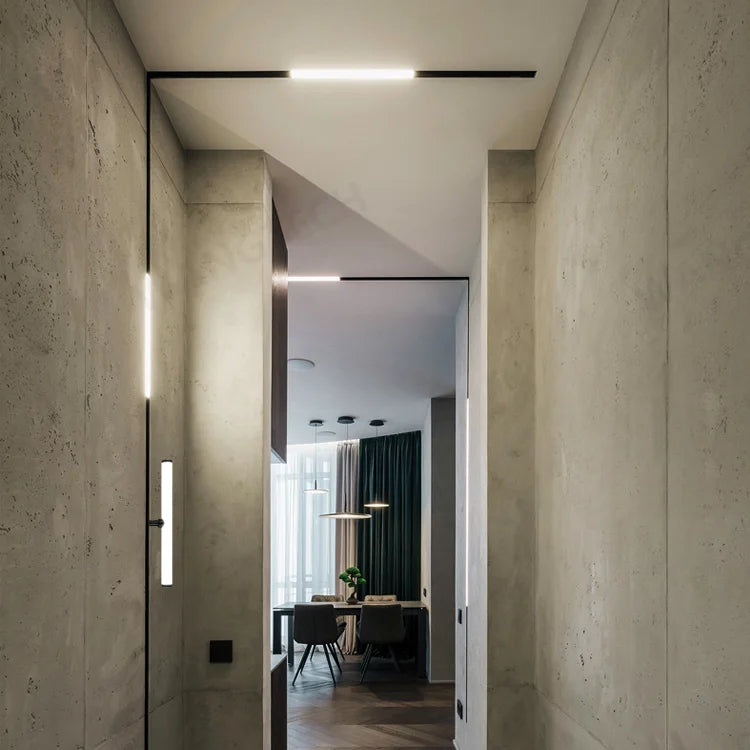 rail led magnétique noir moderne système éclairage intérieur minimaliste connecteurs d'angle