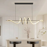 suspension lumineuse moderne ondulé noir blanc fixations chaines