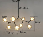 suspension lumineuse moderne scandinave noir sphères translucides ampoules led branchettes structure métallique