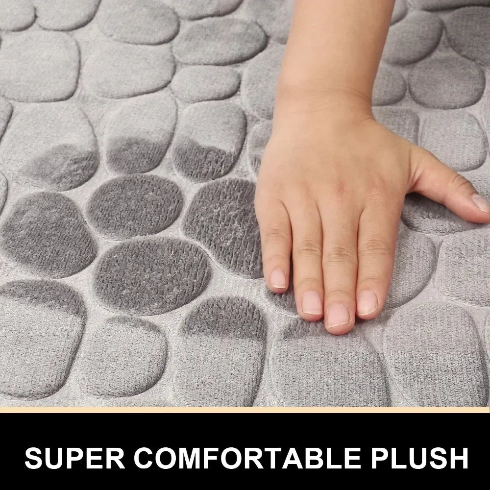 tapis bain moderne gris texture cailloux antidérapant salle bain 30cm 60cm 40cm 100cm