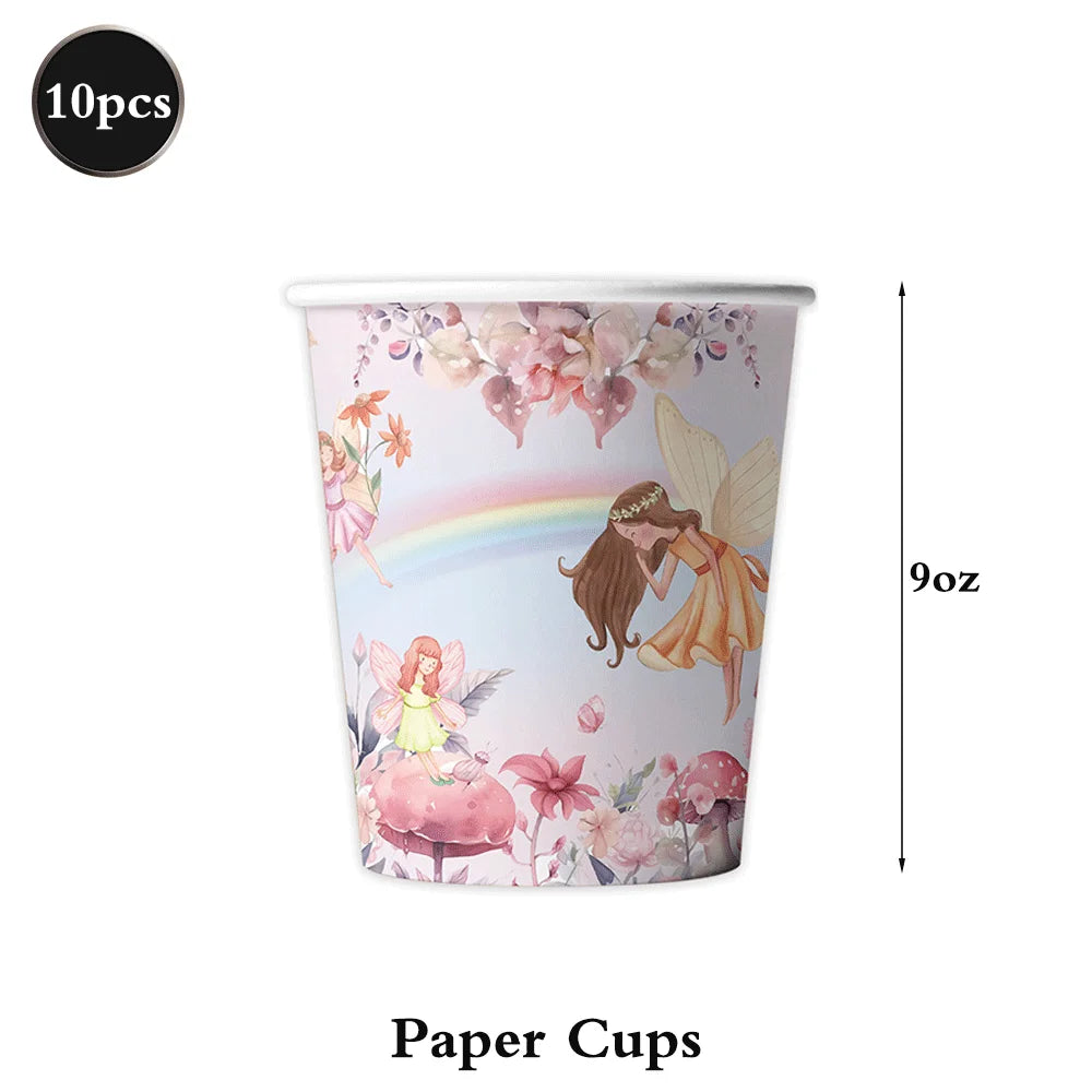 assiettes dessert fées arc ciel serviettes tasses papier nappe fête thème féerique