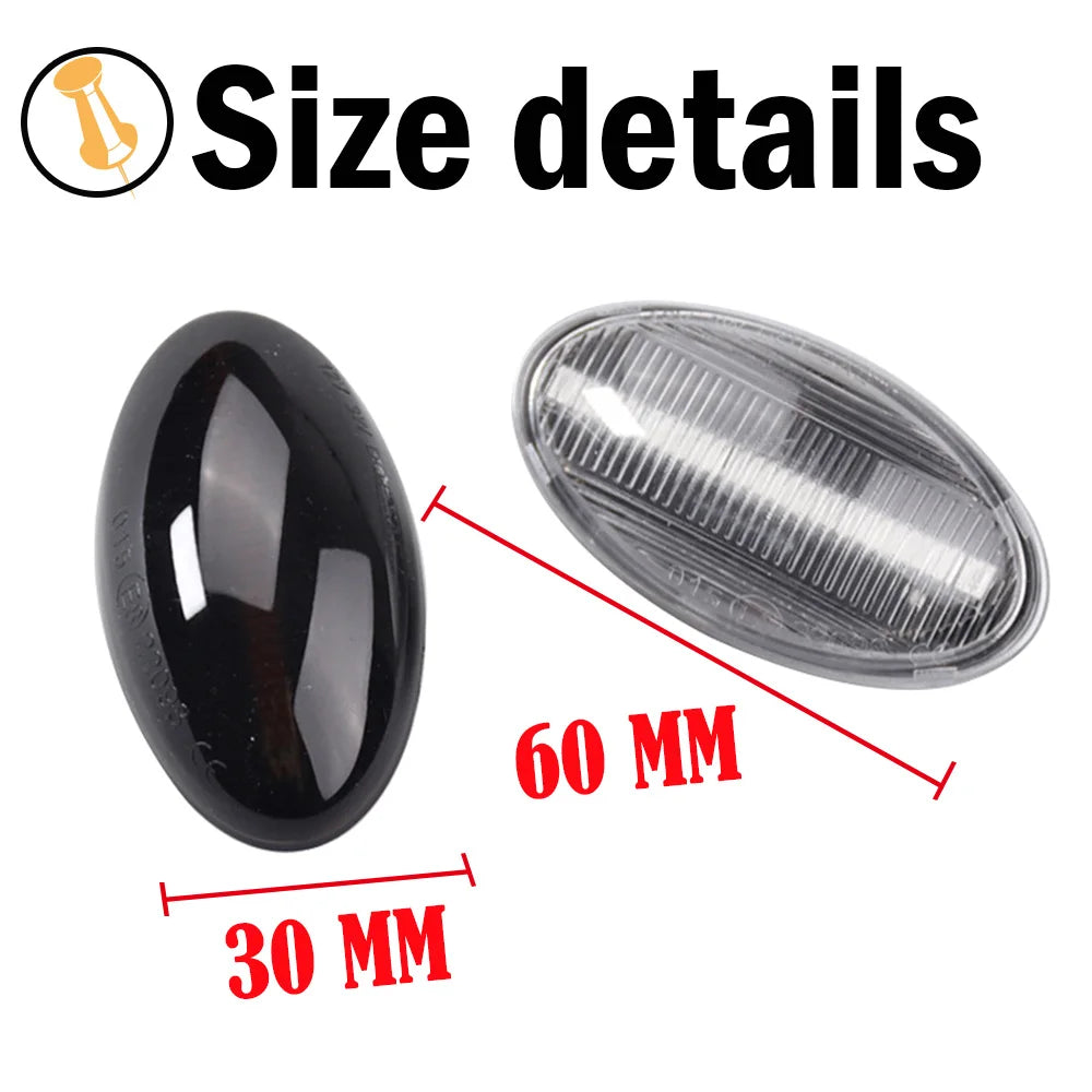 feux signalisation latéral dynamique noir transparent moderne 30x60mm clignotant led ambre mini cooper r50