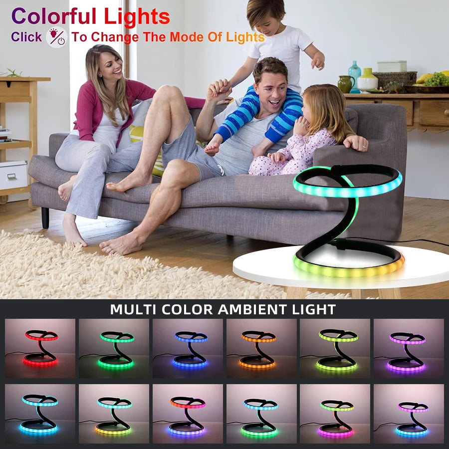 lampe led moderne noire télécommande lumière rvb usb minimaliste ambre adjustable
