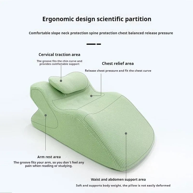 oreiller sommeil mousse mémoire forme rectangulaire texture bulles couleur vert clair ergonomique support cou