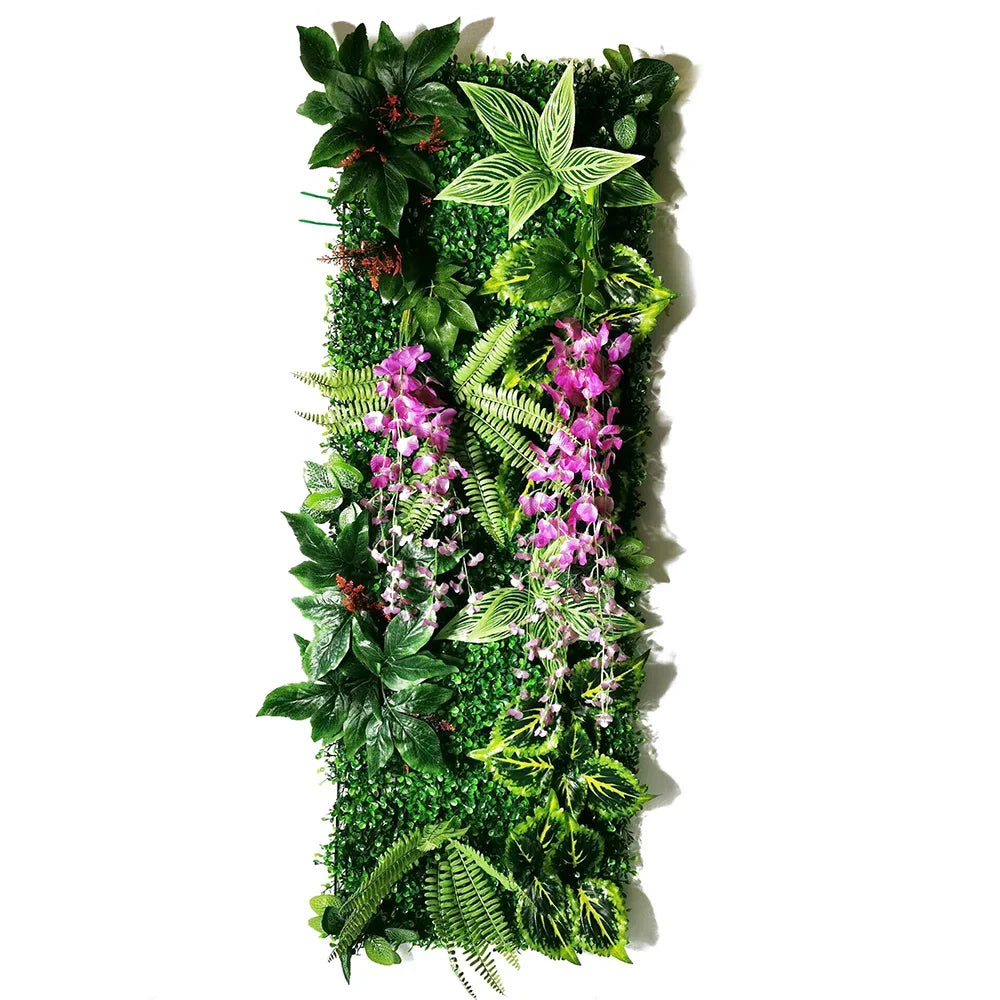 plantes artificielles herbe verte feuilles diverses extérieures accrochées décoration murale naturelle festiveextérieur
